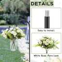 Thiccywoov 8 Sets Wedding Aisle Decoration Include 16 oz Rose Daisy Hanging Mason Jar 32 Shepherds Hooks Rustic Mason Jar with Faux Rose and Daisy for Outdoor Wedding Isle Ceremony Decorations