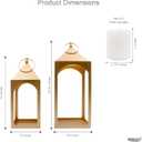 Hosley Set of 2 Modern Metal Lanterns, Gold, for Farmhouse Decor Ideal for Modern Farmhouse Decor, Home Decor Living Room, Parties, Weddings, Aromatherapy, Gifts