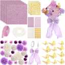Wavwavw 58 Pcs DIY Graduation Cap Decorations Kit Grad Cap Decor Included Faux Flowers Bow Mesh 3D Butterfly Stickers, Adhesive Rhinestones, Glitter Letter Stickers, for 2026 Grad Party(Purple)