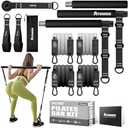Ayombo Pilates Bar Kit with Resistance Bands, Pilates Workout Equipment for Legs, Hip, Waist, Arm, Squats Exercise Equipment for Home Workouts, Adjustable 3-Section Pilates Bar Kit for Women & Men