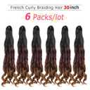 French Curl Braiding Hair 24 inch 6 Packs Loose Wave Bouncy Braiding Hair Pre Stretched 100/pack Yaki Curly Crochet Hair for Black Women Hair Extensions(24 inch(pack of 6),1b/33/30)