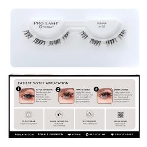 Pro Lash ProWear Professionally Styled Lash Clusters - Easiest to Apply Eyelash Cluster - 10 Day Eyelashes - Waterproof Lashes Clusters - Single Set - Volume No. 02 - Black