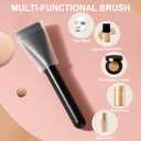 2 x Flat Foundation Brush for Liquid Makeup,14CM Premium Fast Flawless Flat Top Kabuki Makeup Brushes Face Cosmetics Concealer Brush for Liquid, Blending, Powder, Cream, Powder, Blush, Buffing Black