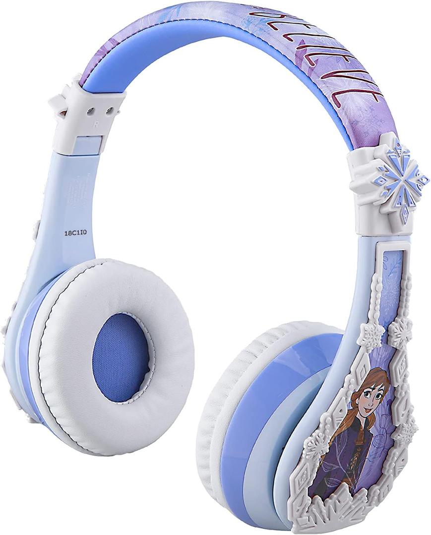 eKids Disney Frozen 2 Bluetooth Headphones with Microphone, Volume Reduced to Protect Hearing, Adjustable Wireless Headphones for School Home Travel, for Fans of Anna and Elsa