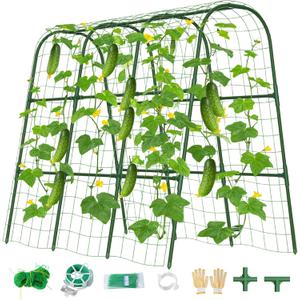 Cucumber Trellis for Raised Bed, U-Shape Garden Trellis for Climbing Plants Outdoor, Metal Arch Vegetables Trellis, Plant Support for Grape Vine Beans Squash Peas Flower (48"Lx32"Wx48"H)