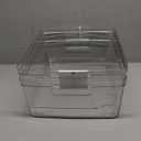 Isaac Jacobs 2-Pack Large Clear Storage Bins (11.5 L x 14 W x 5.5 H) w/Cutout Handles, Plastic Organizer for Home, Office, Kitchen, Fridge/Freezer, Bathroom, BPA Free, Food Safe (Large)