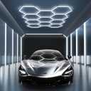 MODERN 11 Hexagon LED Garage Light, Ultra-Bright 6500K Natural White, 11 Grids for Garage, Mall, Shop, and Auto Detailing.