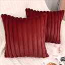 2 Pack 18x18 Pillow Cover Velvet Pillow Covers, Faux Fur Square Throw Pillow Covers for Living Room Decorations Throw Pillow Case, Throw Pillow Cover Cushion Cover for Sofa Bedroom Car, Hot Pink