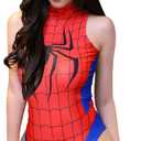 Women's One-Piece High Cut Superhero Cosplay Leotard Bodysuit Teddy Swimsuit Set, One Size (Red)
