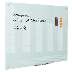Glass Whiteboard Magnetic Dry Erase Board - Frameless Glass White Board 36 x 24 Inches, Wall Mounted, Office, Home & School
