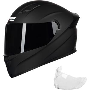 Motorcycle Helmets Street Bike Full Face Motorcycle Helmet Motorbike for Adults DOT Approved Helmets, F-700, Large, Matt Black 