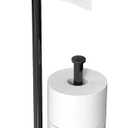 CISILY Black Toilet Paper Holder Stand with Phone Shelf, Bathroom Toliet Decor Decoration. Tissue Roll Free Standing Storage, Rv Accessories, Apartment Restroom Household Home Essentials