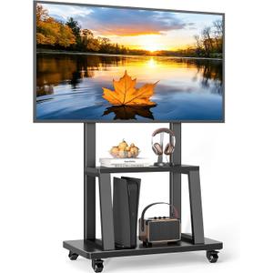 Rfiver Mobile TV Cart Rolling TV Stand for 37-75 inch TVs Up to 150lbs