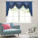 Sheer Window Valances for Living Room Waterfall Tassels Swag Valances for Bedroom Valance Curtains for Kitchen Rod Pocket (Navy Blue, W89 Inch) (89"W x 48"L (Pack of 1))