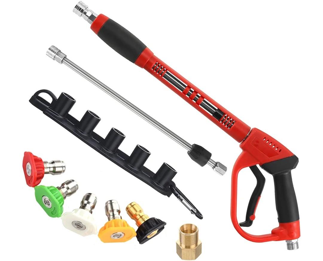Tool Daily Deluxe Pressure Washer Gun, with Replacement Wand Extension, 5 Nozzle Tips, M22 Fitting, 40 Inch, 5000 PSI