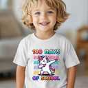 100 Days of School Shirt Kids  Boys Girls Toddler 100th Day of School T-Shirt, Happy 100-Day Kindergarten 3T-7T (Unicorn)