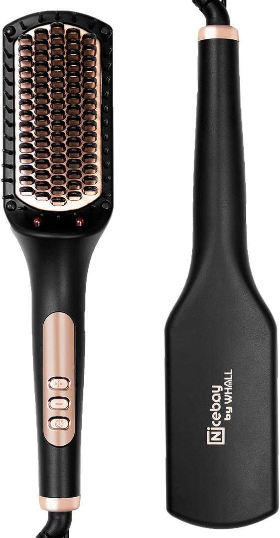 Nicebay Hair Straightener, Negative Ion Hair Brush for Women, Anti-Scald & Auto-Off Feature, Fast Heating & 6 Temp Settings