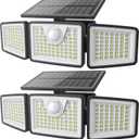 daphino 2500LM Solar Lights Outdoor with Motion Sensor,3 Head 270 Wide Angle Street Area Lights, IP65 Waterproof Security Lighting with 3 Modes(Non-Remote,2 Pcs)
