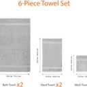 Amazon Basics 6-Piece Fade-Resistant 100% Cotton Towel Set for Bathroom, Soft and Absorbent, 2 Bath Towels, 2 Hand Towels, 2 Washcloths, Gray