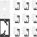 VCE Keystone Wall Plate (UL-Listed) 1-Port with Low Voltage Mounting Bracket for RJ45, Coax, HDMI Keystone Jack Insert, 10 Pack