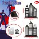 6 Pcs Super Hero Party Decorations, 2 Style Wooden Hero Theme Skyscrapers Table Decorations, City Skyline Buildings Centerpiece Sign Decor for Hero Theme Comic Birthday Party Supplies