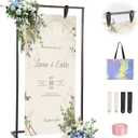 Wedding Welcome Sign Stand - 43" or 55" Heavy Duty Easel Stand for Sign with 4 Leather Strap, Welcome to Our Wedding Sign Holder Stand, Metal Floor Standing Easels for Signs, Poster (Black)