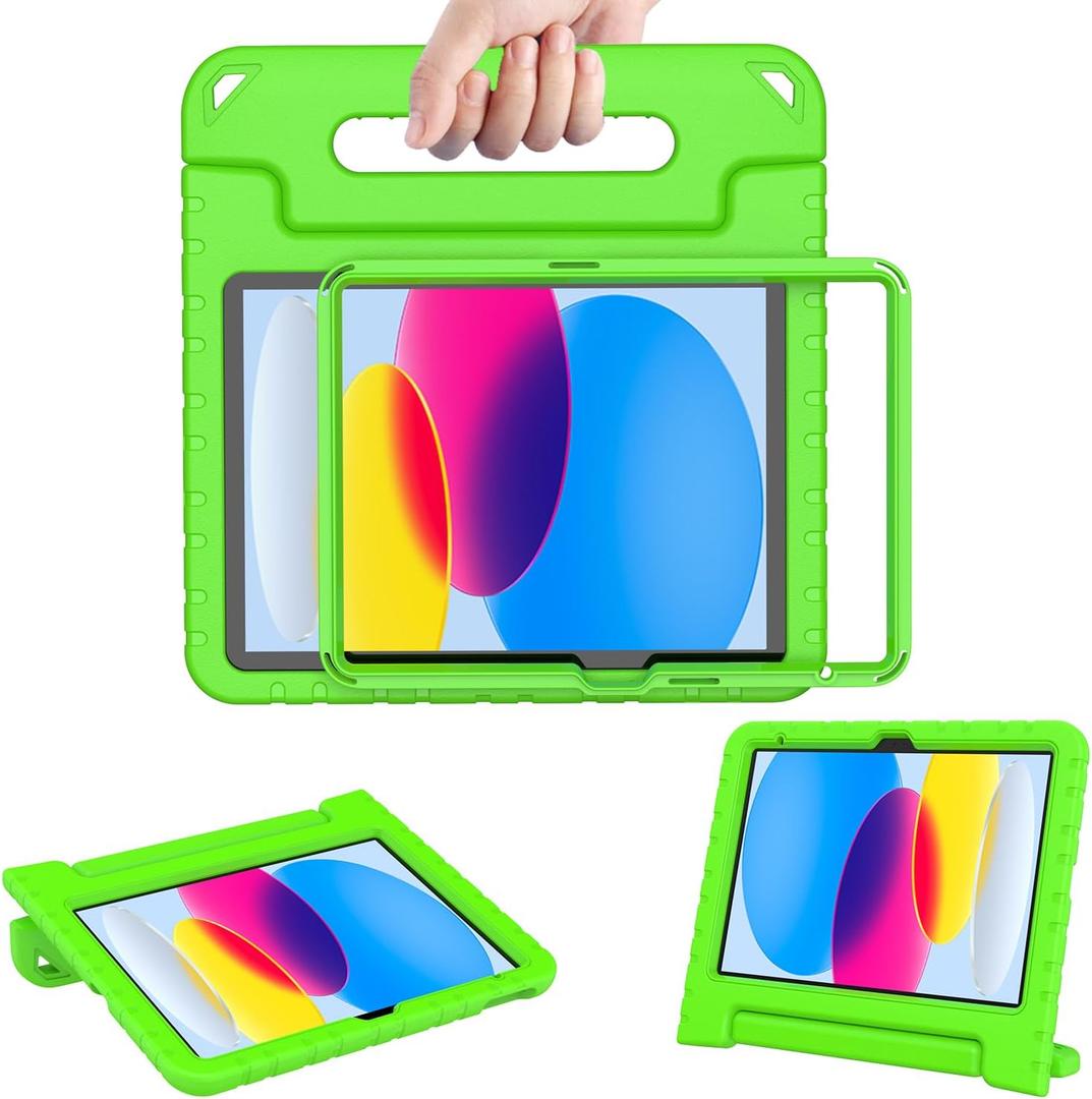 AVAWO Kids Case for New iPad (A16) 11th Generation 11 Inch 2025, iPad 10th Generation 10.9" 2022 with Built-in Screen Protector Durable Shockproof Lightweight Handle Cover for i Pad 10/11 Gen, Green