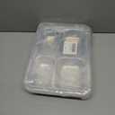 CIEOVO 3 Pieces Stainless Steel Snack Containers with Lids, Balanced Bites Divided Plates 4 Compartments Divided Food Storage Container Portion Control Metal Lunch Tray for School Home Travel