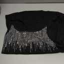 Ninimour Women's Tank Tops Round Neck Rhinestone Decor Sleeveless Thick Strap Summer Sparkle Skinny Shirt Top (Medium, Black)