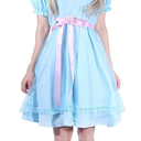 CR ROLECOS Women's Blue Chiffon Dress Puff Sleeves Halloween Party Cosplay Costume, Blue, Size XL