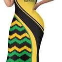 Jamaican Flag Bodycon Maxi Dress Plus Size Sheath Dress (Medium, Tribal Pattern Design)