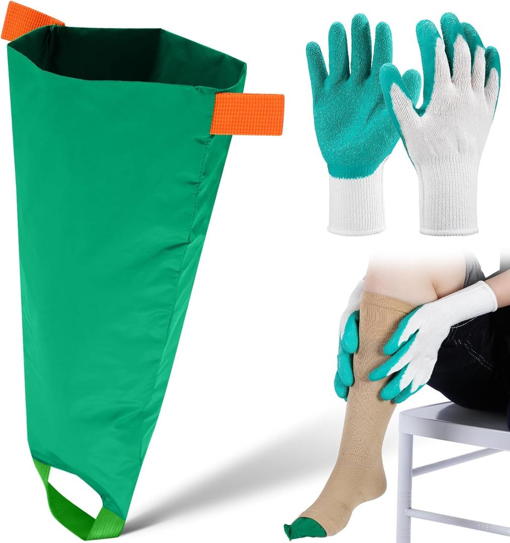 Vicenpal 2 Pcs Sock Aid Device for Putting on Socks Slide Compression Stocking Helper Tool Assist Device Compression Donning Gloves for Seniors Elderly Women