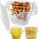 Glass Microwave Bacon Cooker, Microwave Popcorn Popper, 100oz Glass jar with Silicone Lid, Ramen Noodle Bowl and Vegetable Steamer, with Removable Glass skewer, Make 16pcs bacon one time