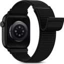 Nylon Loop Sport Band Compatible with Apple Watch Bands for Women Men 44mm/45mm/46mm/49mm/(42mm-series 3 2 1), iWatch Wrist Straps for Ultra 2, SE, Series 10 9 8 7, Breathable, Soft Band Ideal for Outdoor (Black)
