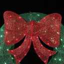 LuxenHome 36-in Freestanding Wreath Yard decoration with White LED Lights