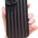 Compatible with iPhone 15 Case Cute Aesthetic Striped Design for Girls Women,Soft Silicone Shockproof Protective Designed for iPhone 15 Case-Black