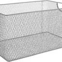 YBM Home Mesh Wire Storage Basket for Shelves, Pantry Organization, and Kitchen - Multipurpose Steel Wire Basket Holder Bin for Organizing Office Supplies, Household Toiletries and Laundry Supplies (12.1 x 7.87 x 5.87)