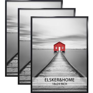 ELSKER&HOME 18x24 Poster Frame 1 Pack, Black Picture Frame for Horizontal or Vertical Wall Mounting, Sturdy and Scratch-proof