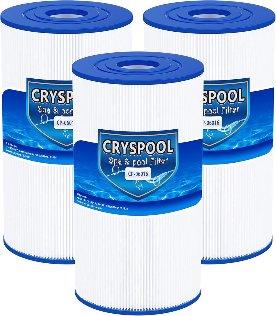 Cryspool 06016 Filter Compatible with PWK30, C-6430, Watkins 31489, FC-3915, P/N0969601, 71825, 73178, 73250, 30 Sq. Ft Spa Filter Cartridge, 3 Pack