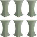 Cocktail Table Covers-Spandex Round High Top Table Cloths 6 Pack 32x43 Inch-Sage Stretch Fitted Bar Tall Tablecloth for Pub Bistro Highboy Party Event Banquet Height Folding Standing Tables