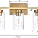 3-Light Bathroom Vanity Light, Modern Brushed Gold Wall Lights with Clear Glass Shades, Bathroom Wall Sconce Lamp for Mirror Living Room Bedroom Hallway