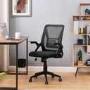 VECELO Mid-Back Swivel Ergonomic Office Chair with Adjustable Arms, Mesh Lumbar Support for Computer Task Work, Black