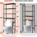 4-Tier Over-The-Toilet Storage Rack, Bathroom Organizer Shelf Over Toilet With Shelf Waterproof Feet Pad And Basket, Multifunctional Space Saver Bathroom Shelves Above Toilet for Room (Black), 24 x 11 x 65.5 inches