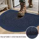 Half Circle Door Mat Indoor Entrance Welcome, Non-Slip Washable Doormat, Trap Dirt and Moisture, Low Profile Mats for Indoor Entry, 17"x30", Blue