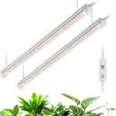 Bstrip Grow Light, 2FT 48W (2 X 24W) Plant Light with Timer, Full Spectrum with 660nm Red LEDs, Linkable Design, 3686K T8 Grow Lights for Indoor Plants, Greenhouse, Seeding, 2-Pack