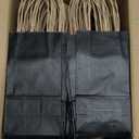 BagDream 100 Pack 3.5x2.4x6.7 Inches Mini Gift Party Favor Bags Small Kraft Black Gift Bags with Handles Bulk Recyclable Paper Sacks