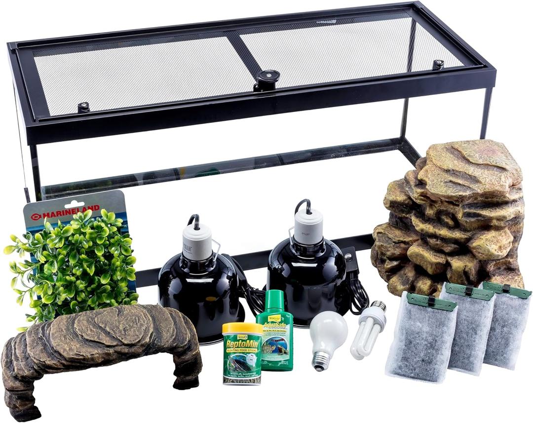 Tetra Aquatic Turtle Deluxe Kit 20 Gallons, aquarium With Filter And Heating Lamps, 30 IN (NV33230) Tetra Aquatic Turtle Deluxe Kit 20 Gallons, aquarium With Filter And Heating Lamps, 30 IN (NV33230)