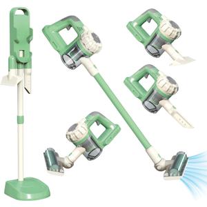 3-in-1 Kids Vacuum that Really Works  Working Toddler Vacuum Cleaner with Real Suction, Montessori Pretend Play Cleaning Toy Gift Set for Boys and Girls Ages 3+ (Green)