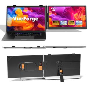 Laptop Screen Extender, 14" FHD 1080P Dual Screen Monitor for Laptop Ultra-Light Portable Monitor with USB-C/HDMI, Plug & Play for Windows/Mac/Chrome/Android