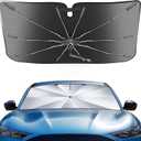 Portable Ford Mustang Mach-E 2021-2026 Windshield Sunshade Umbrella with Carry Bag, 2 in1 Ice Crystal Durable Compact Shade Umbrella UPF50+ UV Front Window Heat Insulation Protection Outdoor Camping